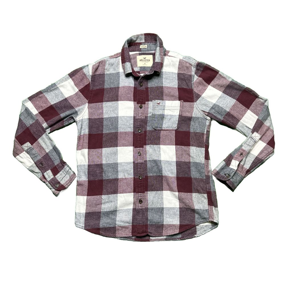 Hollister Buffalo Plaid Button Through Flannel LS Shirt Men’s Size Medium Check
